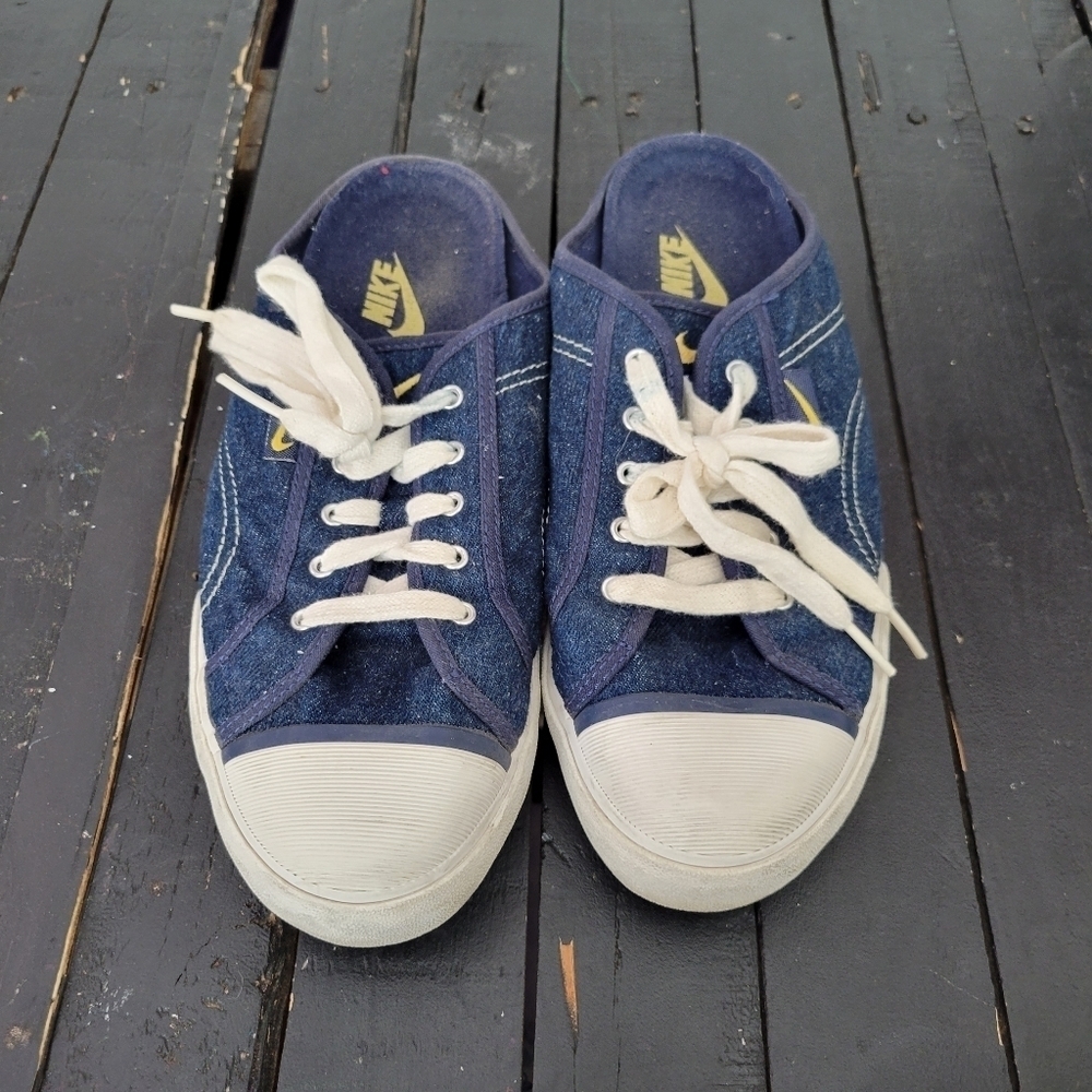 Nike Vintage 90s Y2K Denim Slides Slip On Shoes Platform Women's 9 Havoc Mules